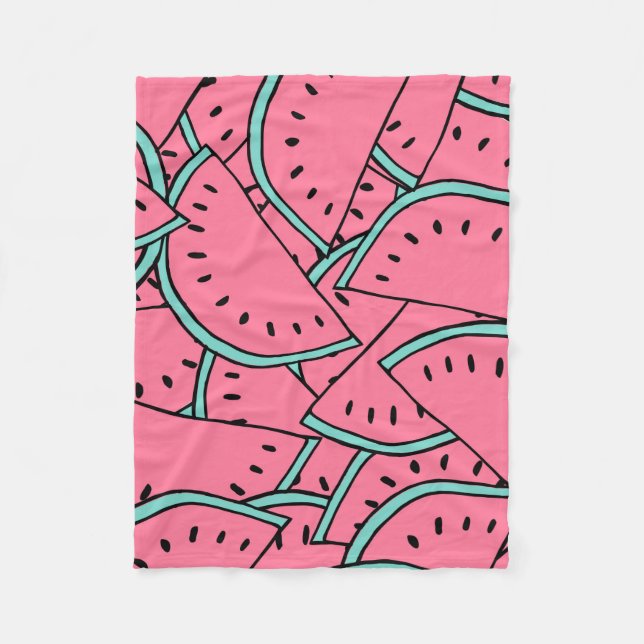 Seamless pattern with hand drawn watermelons.  fleece blanket (Front)