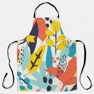 Seamless pattern with hand painted flowers and lea apron