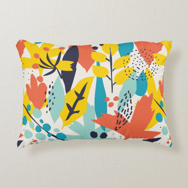 Seamless pattern with hand painted flowers and lea decorative cushion (Front)