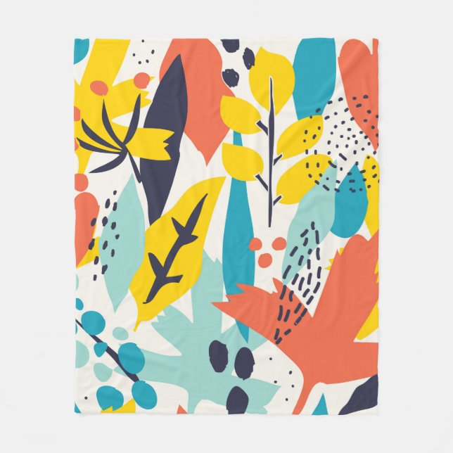 Seamless pattern with hand painted flowers and lea fleece blanket (Front)