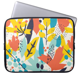 Seamless pattern with hand painted flowers and lea laptop sleeve