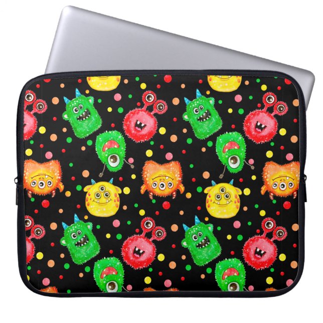 Seamless pattern with hand painted watercolor cute laptop sleeve (Front)