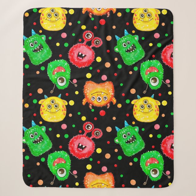 Seamless pattern with hand painted watercolor cute sherpa blanket (Front)