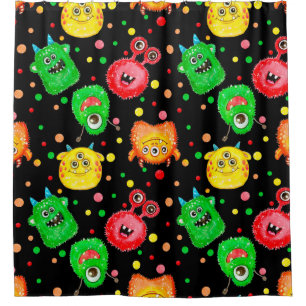 Seamless pattern with hand painted watercolor cute shower curtain