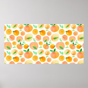 Seamless pattern with hand painted watercolor peac poster