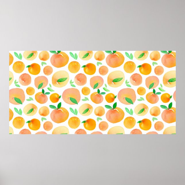 Seamless pattern with hand painted watercolor peac poster (Front)