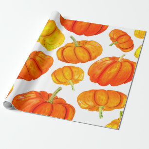 Seamless pattern with handdrawn watercolor orange wrapping paper