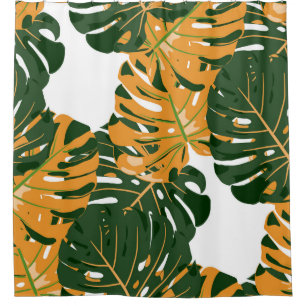Seamless Pattern with Hawaiian Rainforest. Retro C Shower Curtain