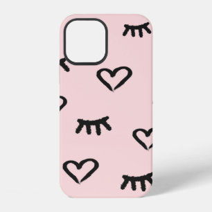 Seamless pattern with hearts and closed eyes iPhone 12 case