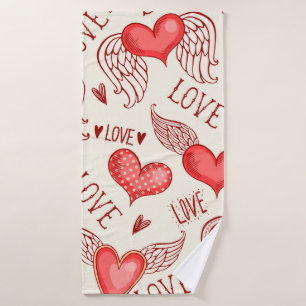 Seamless pattern with hearts. Happy Valentine's Da Bath Towel