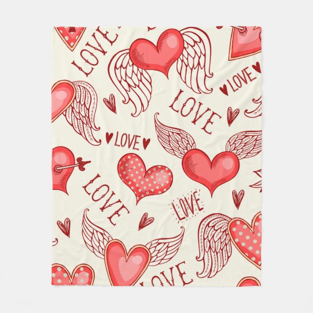 Seamless pattern with hearts. Happy Valentine's Da Fleece Blanket (Front)