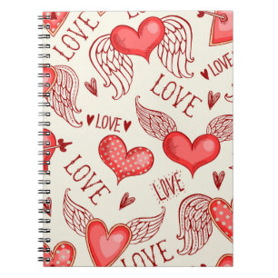 Seamless pattern with hearts. Happy Valentine's Da Notebook