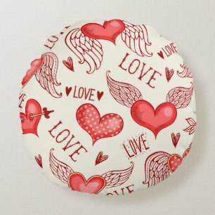 Seamless pattern with hearts. Happy Valentine's Da Round Cushion