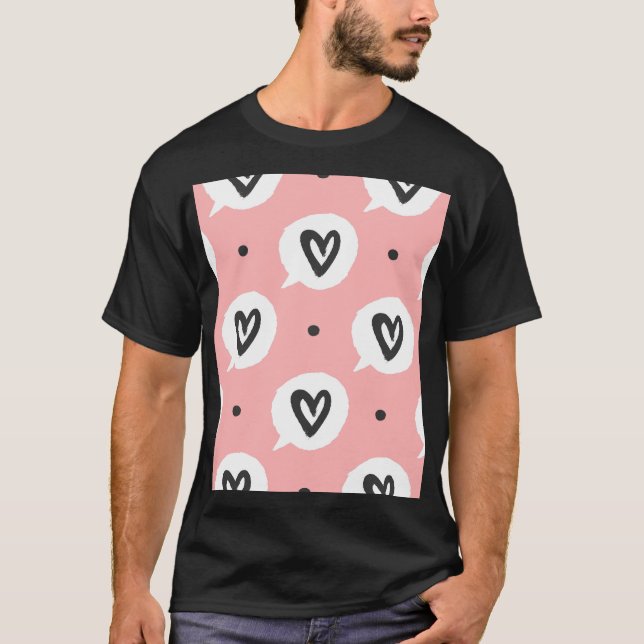Seamless pattern with hearts. T-Shirt (Front)