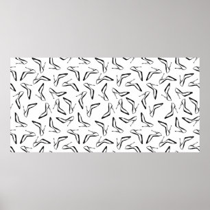 Seamless pattern with high heels glamour shoes poster