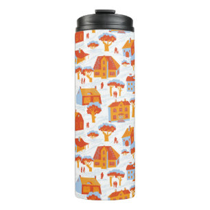 Seamless pattern with houses. Cute town Architectu Thermal Tumbler