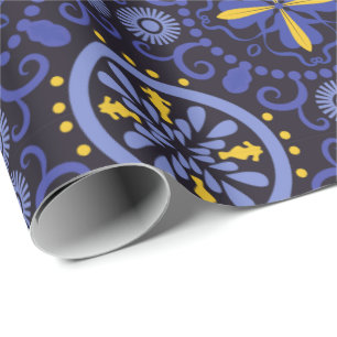 Seamless pattern with intricate floral mandalas wrapping paper