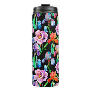 Seamless pattern with Iris and Peony flowers, Wate Thermal Tumbler