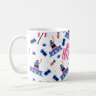 Seamless pattern with joyful dj palm trees pineapp coffee mug