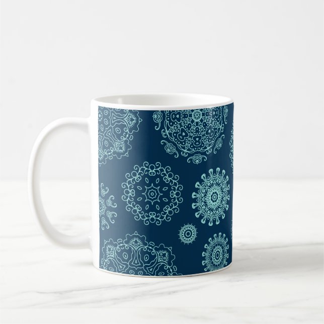 Seamless pattern with laced snowflakespattern,arab coffee mug (Left)