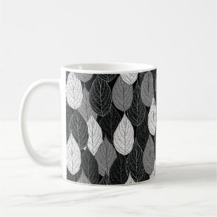 Seamless pattern with leaves. Hand-drawn monochrom Coffee Mug