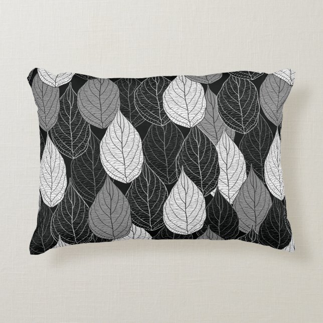 Seamless pattern with leaves. Hand-drawn monochrom Decorative Cushion (Front)