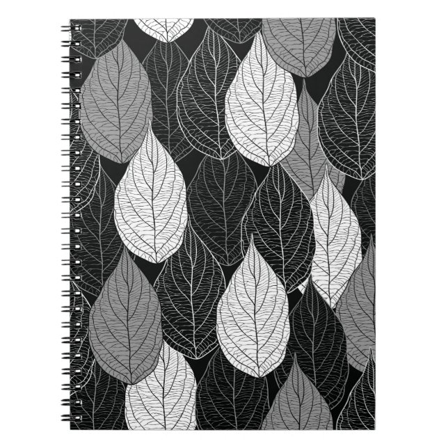 Seamless pattern with leaves. Hand-drawn monochrom Notebook (Front)