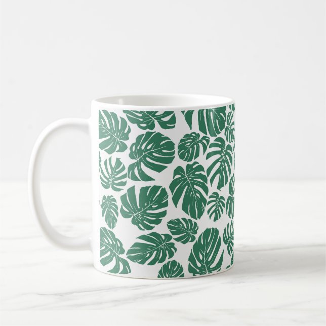 Seamless pattern with leaves of Monstera. Decorati Coffee Mug (Left)