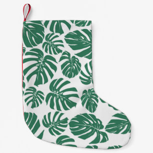 Seamless pattern with leaves of Monstera. Decorati Small Christmas Stocking