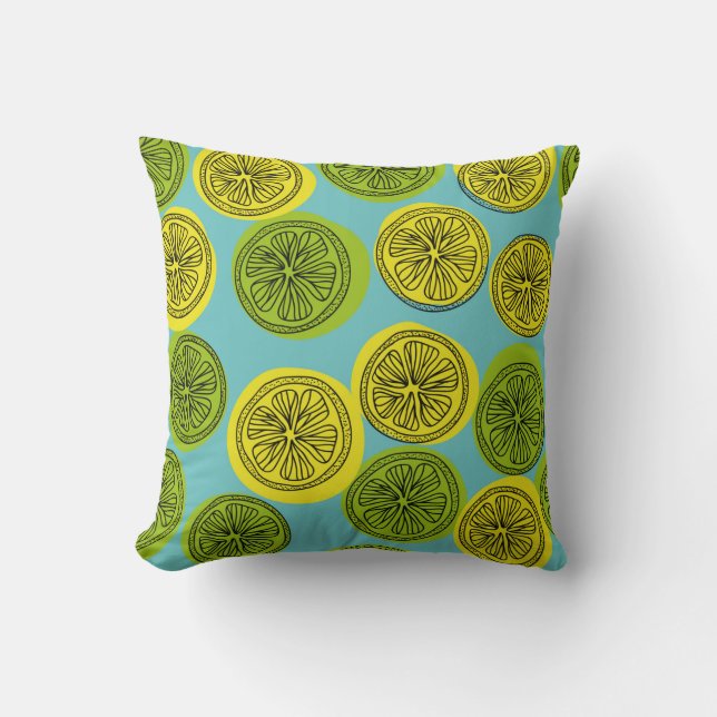 Seamless pattern with lemon slices. Vintage illust Cushion (Front)