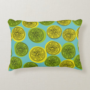 Seamless pattern with lemon slices. Vintage illust Decorative Cushion