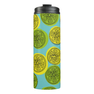 Seamless pattern with lemon slices. Vintage illust Thermal Tumbler