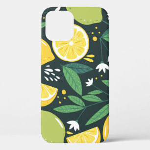Seamless pattern with lemons. Abstract art print. iPhone 12 Case
