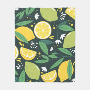 Seamless pattern with lemons. Abstract art print. Fleece Blanket