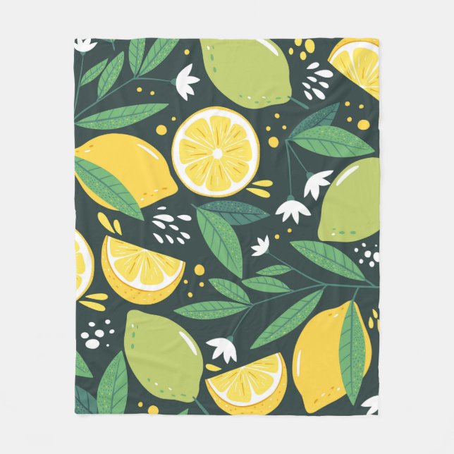 Seamless pattern with lemons. Abstract art print.  Fleece Blanket (Front)