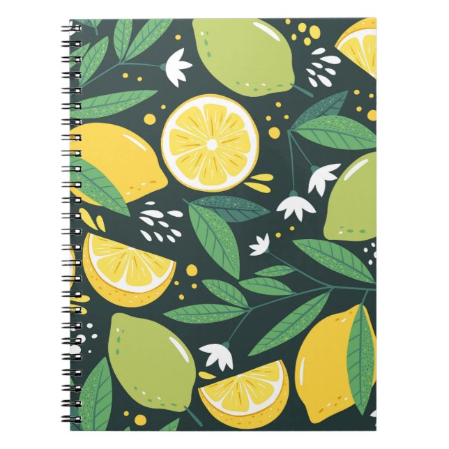 Seamless pattern with lemons. Abstract art print.  Notebook (Front)
