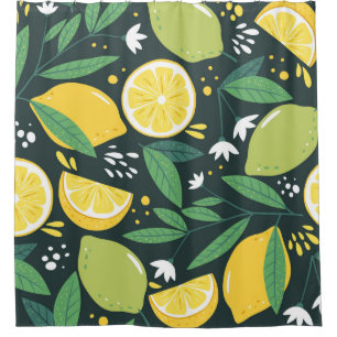 Seamless pattern with lemons. Abstract art print. Shower Curtain