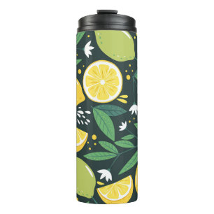 Seamless pattern with lemons. Abstract art print.  Thermal Tumbler