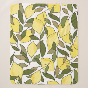 Seamless pattern with lemons and leaves sherpa blanket