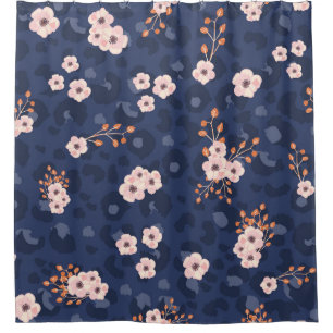 Seamless pattern with leopard skin and pink small shower curtain