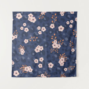 Seamless pattern with leopard skin and pink small  tapestry