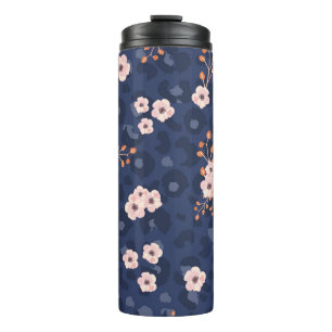 Seamless pattern with leopard skin and pink small  thermal tumbler