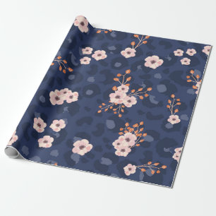 Seamless pattern with leopard skin and pink small  wrapping paper