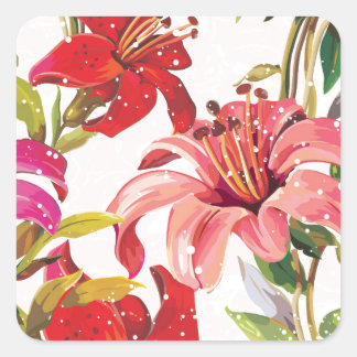 Seamless pattern with Lily Square Sticker