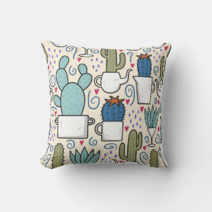 Seamless pattern with llama, cactus hand drawn des cushion