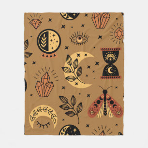 seamless pattern with magical elements fleece blanket