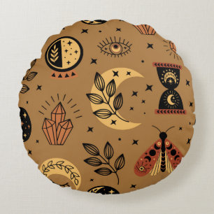seamless pattern with magical elements round cushion