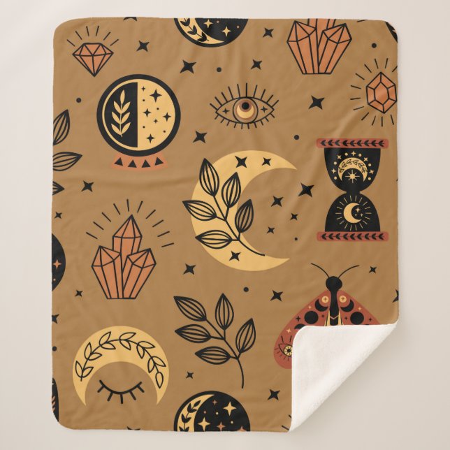 seamless pattern with magical elements sherpa blanket (Front)