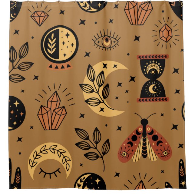 seamless pattern with magical elements shower curtain (Front)