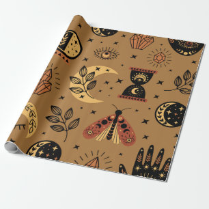 seamless pattern with magical elements wrapping paper